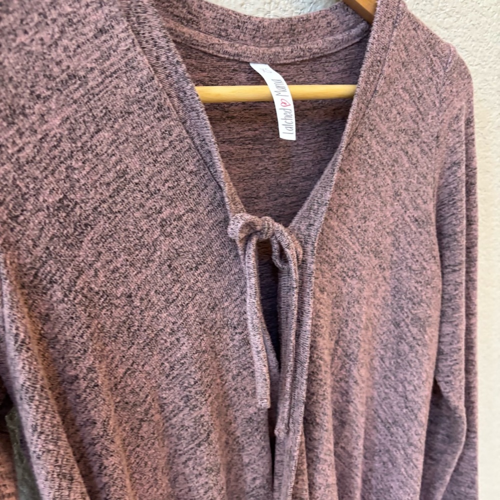 Latched Mama Tie-Front Nursing Sweater in Heather mauve XS - Picture 3 of 3
